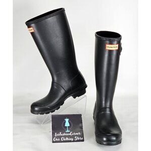 Hunter Women's Original Classic Tall Black Rubber Rain Boots Size 6 Men's 5 315